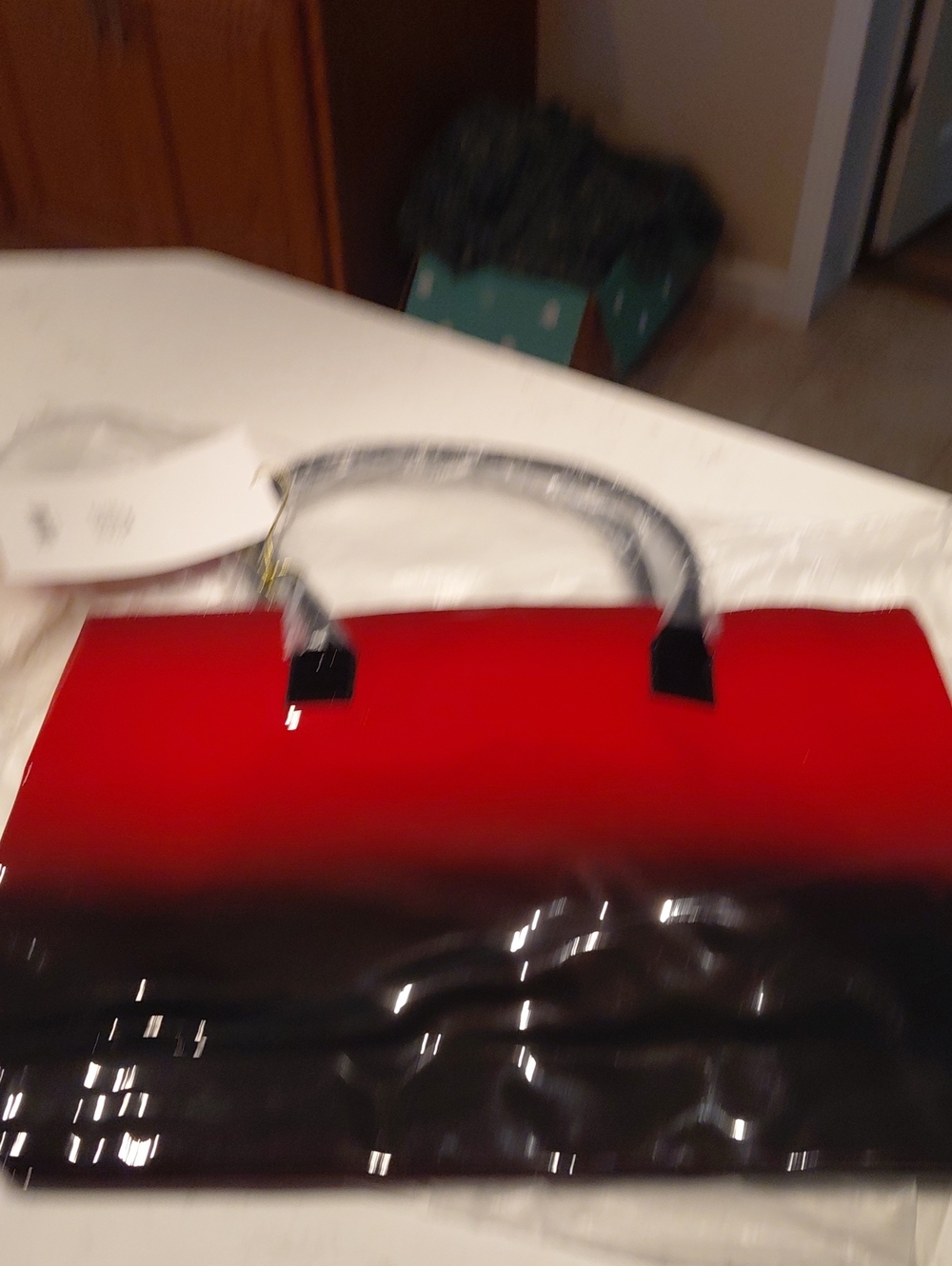 Elizabeth Arden Red and Black Ombre Patent Tote